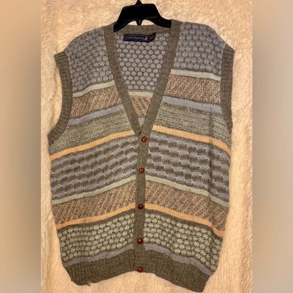 Vintage Crossings Pure Wool Sweater Vest Size XL